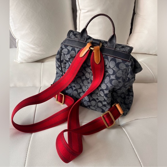 🐎COACH CARGO🐎  DENIM SIGNATURE CANVAS BACKPACK - Picture 3 of 14